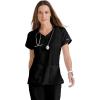 BARCO Grey’s Anatomy Scrubs – Cora Scrub Top for Women, Crossover V-Neck, Fitted Back Super-Soft Women’s Scrub Top(Black)