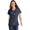 BARCO Grey’s Anatomy Scrubs – Cora Scrub Top for Women, Crossover V-Neck, Fitted Back Super-Soft Women’s Scrub Top(Steel)
