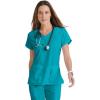 BARCO Grey’s Anatomy Scrubs – Cora Scrub Top for Women, Crossover V-Neck, Fitted Back Super-Soft Women’s Scrub Top(Teal)
