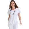 BARCO Grey’s Anatomy Scrubs – Cora Scrub Top for Women, Crossover V-Neck, Fitted Back Super-Soft Women’s Scrub Top(White)