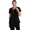 BARCO Grey’s Anatomy Scrubs – Kira Scrub Top for Women, V-Neck, Love Printed Zip Pocket Super-Soft Women’s Scrub Top(Black)
