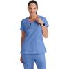BARCO Grey’s Anatomy Scrubs – Kira Scrub Top for Women, V-Neck, Love Printed Zip Pocket Super-Soft Women’s Scrub Top(Ciel Blue)