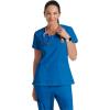 BARCO Grey’s Anatomy Scrubs – Kira Scrub Top for Women, V-Neck, Love Printed Zip Pocket Super-Soft Women’s Scrub Top(New Royal)