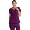 BARCO Grey’s Anatomy Scrubs – Kira Scrub Top for Women, V-Neck, Love Printed Zip Pocket Super-Soft Women’s Scrub Top(Wine)