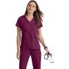 BARCO Grey’s Anatomy Scrubs – Riley Scrub Top for Women, V-Neck Super-Soft Women’s Scrub Top(Wine)