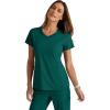 BARCO Grey’s Anatomy Spandex Stretch Direct – Bolt Scrub Top for Women, V-Neck Women’s Scrub Top(Hunter Green)
