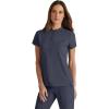 BARCO Grey’s Anatomy Spandex Stretch Direct – Rush Scrub Top for Women, Snap Collar Women’s Scrub Top(Steel)