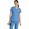 BARCO ONE Women’s Pulse Scrub Top, Sporty V-Neck Medical Top w/ 4-Way Stretch & 5 Pockets(Ciel Blue)