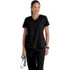 Grey’s Anatomy Women’s Two Pocket V-Neck Scrub Top with Shirring Back(Black)