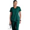 Grey’s Anatomy Women’s Two Pocket V-Neck Scrub Top with Shirring Back(Hunter Green)