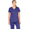Grey’s Anatomy Women’s Two Pocket V-Neck Scrub Top with Shirring Back(Purple Rain)
