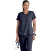 Grey’s Anatomy Women’s Two Pocket V-Neck Scrub Top with Shirring Back(Steel)