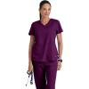 Grey’s Anatomy Women’s Two Pocket V-Neck Scrub Top with Shirring Back(Wine)