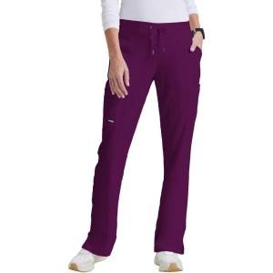 BARCO Grey’s Anatomy Scrubs – Mia Scrub Pant for Women, Elastic Back Waist, Mid-Rise Shaped Leg Women’s Scrub Pant(Wine)