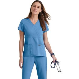 BARCO Grey’s Anatomy Scrubs – Riley Scrub Top for Women, V-Neck Super-Soft Women’s Scrub Top(Ceil Blue)