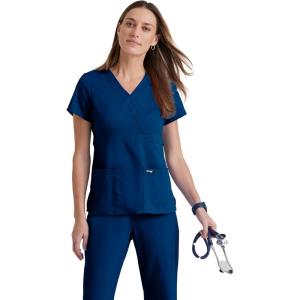 BARCO Grey’s Anatomy Scrubs – Riley Scrub Top for Women, V-Neck Super-Soft Women’s Scrub Top(Indigo (Navy))
