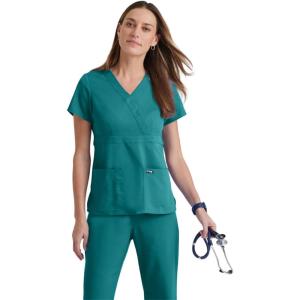 BARCO Grey’s Anatomy Scrubs – Riley Scrub Top for Women, V-Neck Super-Soft Women’s Scrub Top(Teal)