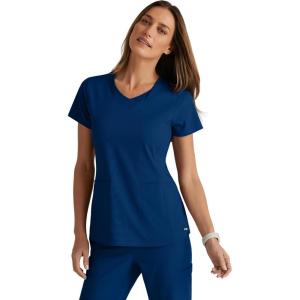 BARCO Grey’s Anatomy Spandex Stretch Direct – Bolt Scrub Top for Women, V-Neck Women’s Scrub Top(Indigo (Navy))