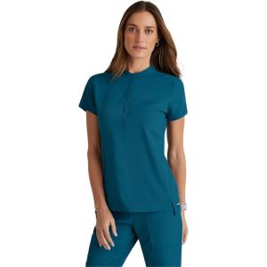 BARCO Grey’s Anatomy Spandex Stretch Direct – Rush Scrub Top for Women, Snap Collar Women’s Scrub Top(Bahama)