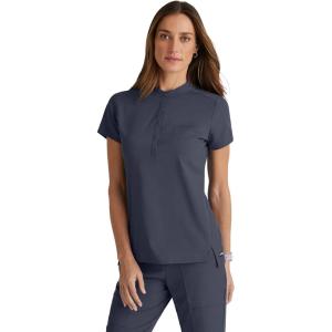 BARCO Grey’s Anatomy Spandex Stretch Direct – Rush Scrub Top for Women, Snap Collar Women’s Scrub Top(Steel)
