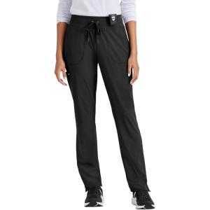 BARCO One Uplift Classic Fit Tapered Leg Scrub Pant for Women – 5-Pocket, Mid-Rise Scrub Bottoms with 360 Spandex Stretch(Black)