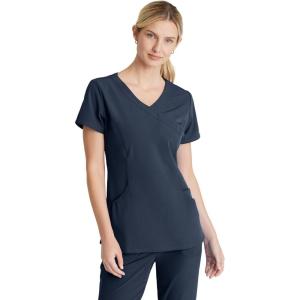 BARCO Skechers Vitality Charge Scrub Top for Women – V-Neck Medical Top, 4-Way Stretch Women’s Scrub Top(Pewter)