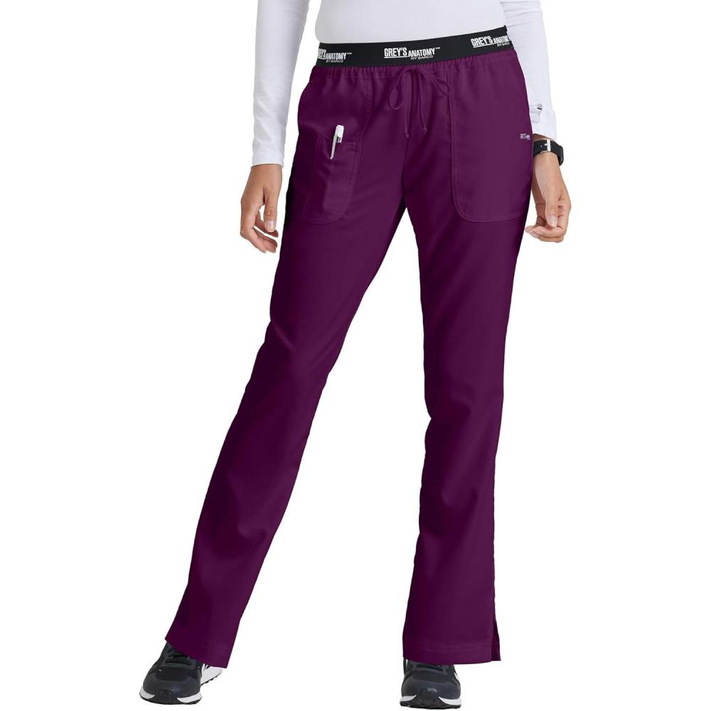imageBARCO Greys Anatomy Active 4275 Womens Logo Waist Drawstring PantWine