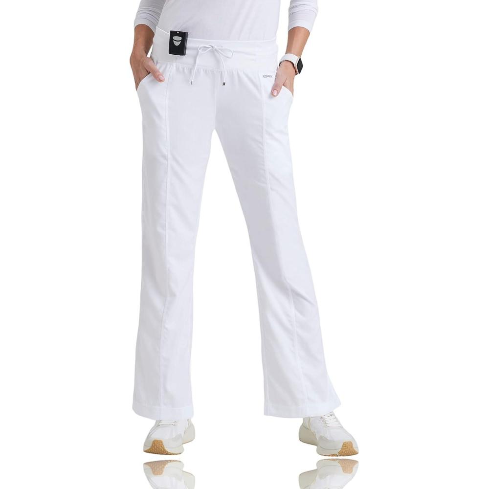 imageBARCO Greys Anatomy Scrubs  Cora Scrub Pant for Women Yoga Knit Waist LowRise Straight Leg Womens Scrub PantWhite