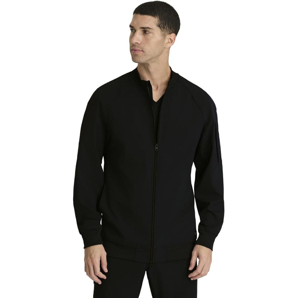 imageBARCO One Amplify Scrub WarmUp Jacket for Men  Front Closure Medical Jacket 4Way Stretch Mens WarmUpBlack