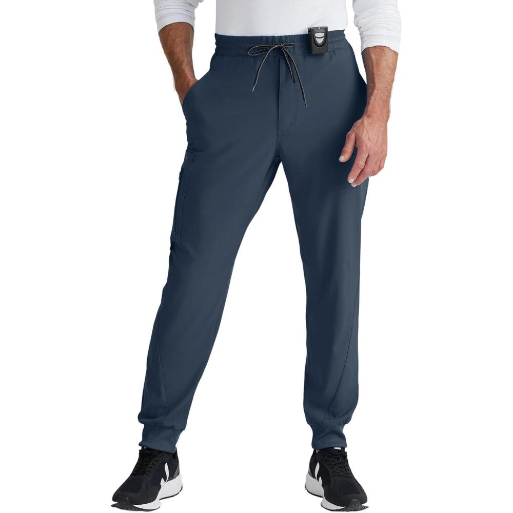 imageBARCO One Vortex Scrub Jogger for Men  Medical Cargo Pant EcoFriendly Fabric 4Way Stretch AntiWrinkle Mens Scrub PantSteel