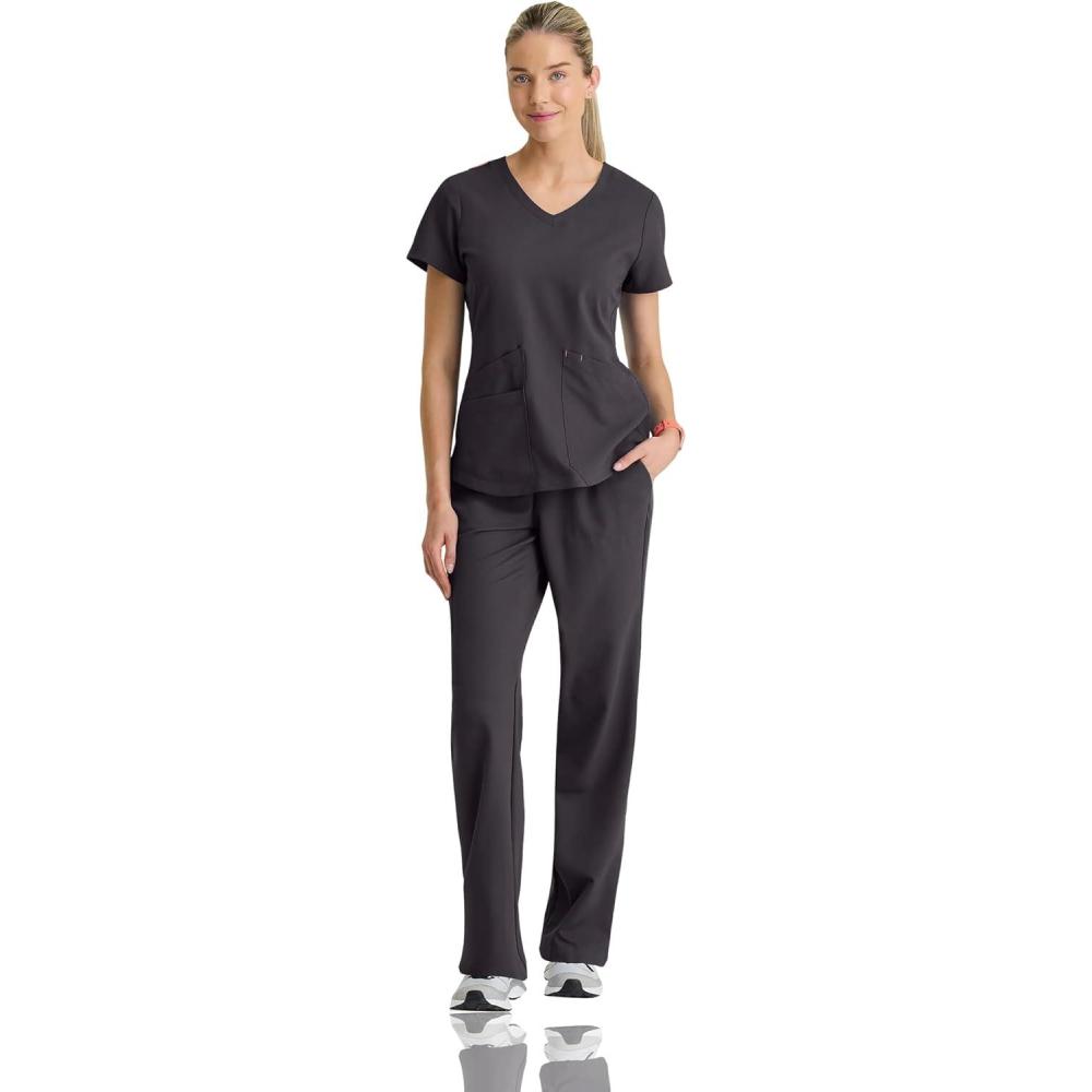 imageBARCO STRONG Zoe Classic Fit Scrub Top amp Pant Set for Women  Up to 70C Wash Natural Stretch Moisture Wicking AntiStaticPewter