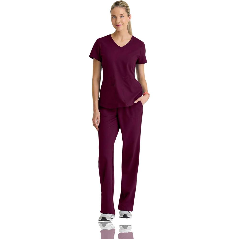 imageBARCO STRONG Zoe Classic Fit Scrub Top amp Pant Set for Women  Up to 70C Wash Natural Stretch Moisture Wicking AntiStaticWine