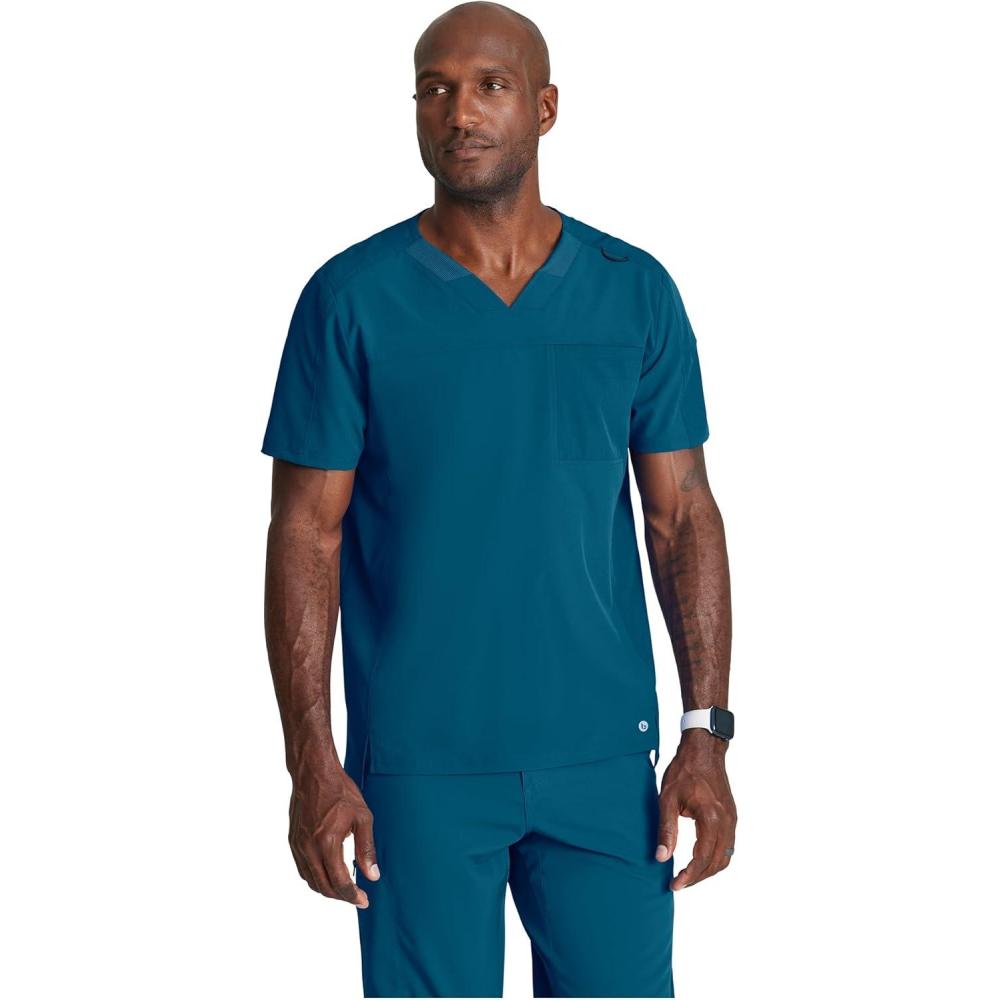 imageBarco Mens Blue VNeck Ribbed Scrub Top 5XLBahama
