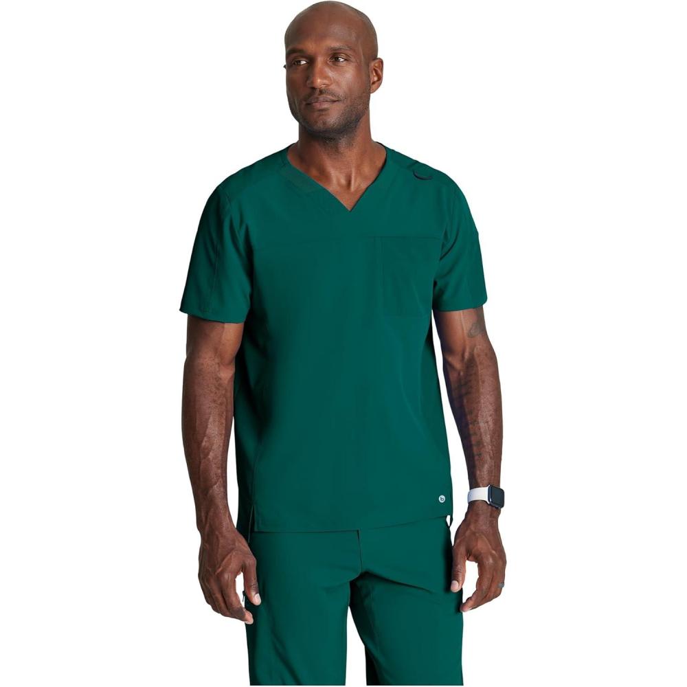 imageBarco Mens Blue VNeck Ribbed Scrub Top 5XLHunter Green