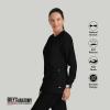 BARCO Grey’s Anatomy Scrubs – Jamie Warm-Up Jacket for Women, Fitted Back with Belt Inset Super-Soft Women’s Scrub Jacket(Black)