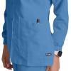 BARCO Grey’s Anatomy Scrubs – Jamie Warm-Up Jacket for Women, Fitted Back with Belt Inset Super-Soft Women’s Scrub Jacket(Ciel Blue)