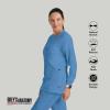 BARCO Grey’s Anatomy Scrubs – Jamie Warm-Up Jacket for Women, Fitted Back with Belt Inset Super-Soft Women’s Scrub Jacket(Ciel Blue)