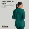 BARCO Grey’s Anatomy Scrubs – Jamie Warm-Up Jacket for Women, Fitted Back with Belt Inset Super-Soft Women’s Scrub Jacket(Hunter Green)