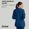 BARCO Grey’s Anatomy Scrubs – Jamie Warm-Up Jacket for Women, Fitted Back with Belt Inset Super-Soft Women’s Scrub Jacket(Indigo (Navy))