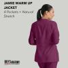 BARCO Grey’s Anatomy Scrubs – Jamie Warm-Up Jacket for Women, Fitted Back with Belt Inset Super-Soft Women’s Scrub Jacket(Wine)