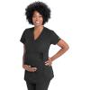 BARCO Grey’s Anatomy Scrubs – Lilah Maternity Scrub Top for Women, Mock Wrap Front, Fitted Back Women’s Scrub Top(Black)
