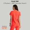 BARCO One Flux Classic Fit Zip Collar Scrub Top for Women – 2-Pocket Banded Zip Collar Scrub Shirt with 360 Spandex Stretch(Neon Flame)