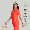 BARCO One Flux Classic Fit Zip Collar Scrub Top for Women – 2-Pocket Banded Zip Collar Scrub Shirt with 360 Spandex Stretch(Neon Flame)