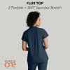 BARCO One Flux Classic Fit Zip Collar Scrub Top for Women – 2-Pocket Banded Zip Collar Scrub Shirt with 360 Spandex Stretch(Steel)