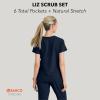 BARCO STRONG Liz Classic Fit Scrub Top & Pant Set for Women – Up to 70°C Wash, Natural Stretch, Moisture Wicking, Anti-Static(Navy)