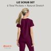 BARCO STRONG Liz Classic Fit Scrub Top & Pant Set for Women – Up to 70°C Wash, Natural Stretch, Moisture Wicking, Anti-Static(Wine)