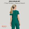 BARCO STRONG Zoe Classic Fit Scrub Top & Pant Set for Women – Up to 70°C Wash, Natural Stretch, Moisture Wicking, Anti-Static(Hunter Green)