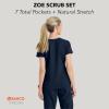 BARCO STRONG Zoe Classic Fit Scrub Top & Pant Set for Women – Up to 70°C Wash, Natural Stretch, Moisture Wicking, Anti-Static(Navy)