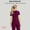 BARCO STRONG Zoe Classic Fit Scrub Top & Pant Set for Women – Up to 70°C Wash, Natural Stretch, Moisture Wicking, Anti-Static(Wine)