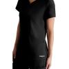 BARCO Skechers Vitality Aura Classic Fit Scrub Top for Women – 3-Pocket Classic V-Neck Top with 4-Way Stretch(Black)
